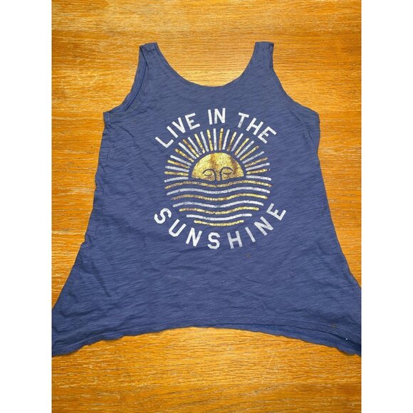 Live In The Sunshine Graphic Blue Girls Tank Top - Picture 1 of 4